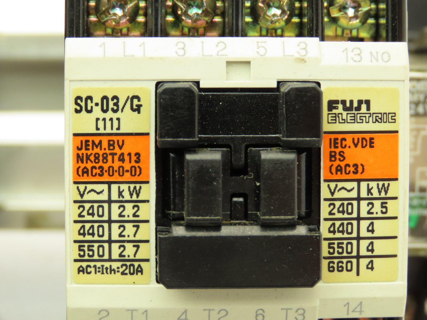 Fuji Electric SC-03/G DIN Rail Contactor 3P 1NO 11A 600V 3PH 24VDC Coil Lot of 3