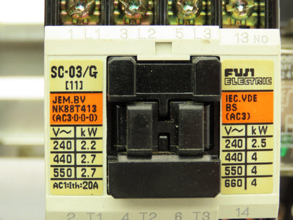 Fuji Electric SC-03/G DIN Rail Contactor 3P 1NO 11A 600V 3PH 24VDC Coil Lot of 3