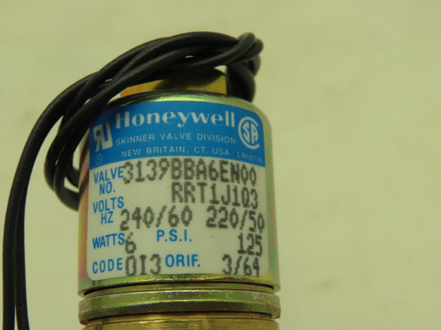 Honeywell Skinner 3139BBA6EN00 Solenoid Valve 3-Way NC 240V 125 PSI