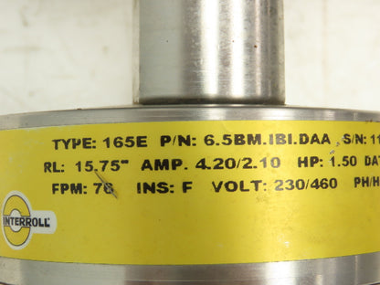 Interroll 165E 1.5hp MDR Motorized Drive Roller 15.75"X 6.5" 230-480v 3ph 76fpm