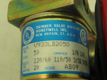 Honeywell Skinner V933LB2050 Solenoid Valve 4-Way NC 120V 50 PSI 1/4" NPT