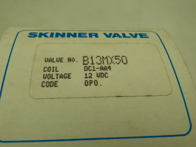 Honeywell Skinner B13MXX50 Solenoid Valve 3-Way NC 12VDC 150 PSI 1/8" NPT Oxygen