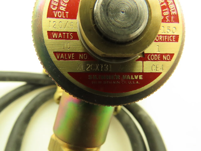 Honeywell Skinner XL2CX131 Brass Solenoid Valve 2-Way NC 120V 150 PSI 1" NPT