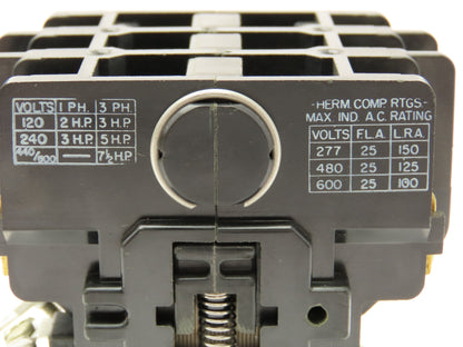 Gould 2200 EB220BA Contactor 30A 2-Pole N/O 600V Max 24VAC Coil