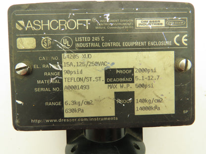 Ashcroft D420S XUD Pressure Switch 90 PSID 15A 125/250VAC