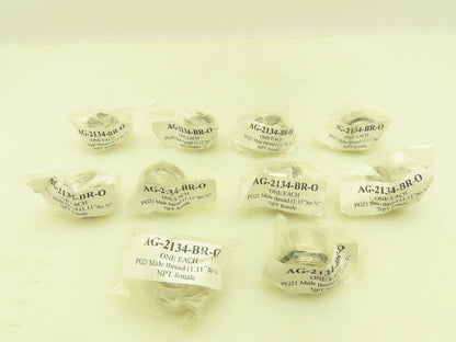 Sealcon AG-2134-BR Cable Gland Adapter PG21  Male Thread x 3/4" FNPT  Lot of 9
