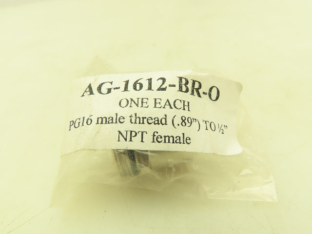 Sealcon AG-1612-BR Cable Gland Adapter PG16 Male Thread x 1/2" FNPT  Lot of 10