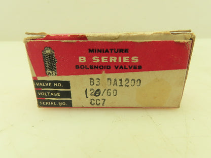 Honeywell Skinner B3DA1200 Solenoid Valve 3-Way NC 120V 200 PSI 1/8"