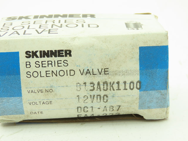 Honeywell Skinner B13ADK1100 Solenoid Valve 3-Way NC 12VDC 100 PSI 1/8" NPT