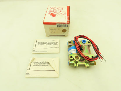Honeywell Skinner V955LX17 Solenoid Valve 4-Way NC 24VAC 60 Hz 225 PSI 1/4" NPT