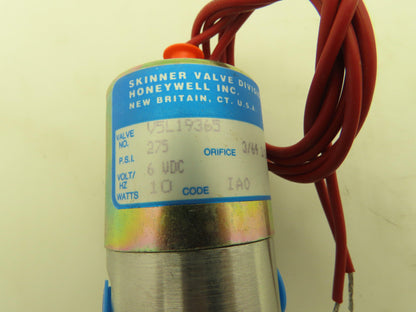 Honeywell Skinner V5L19365 Solenoid Valve 3-Way NC 6VDC 275 PSI 1/4" NPT
