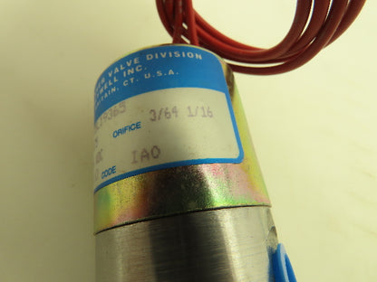 Honeywell Skinner V5L19365 Solenoid Valve 3-Way NC 6VDC 275 PSI 1/4" NPT