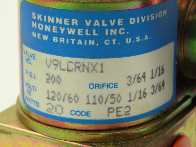 Honeywell Skinner V9LCRNX1 Solenoid Valve 4-Way NC/NO 120V 200 PSI 1/4" NPT
