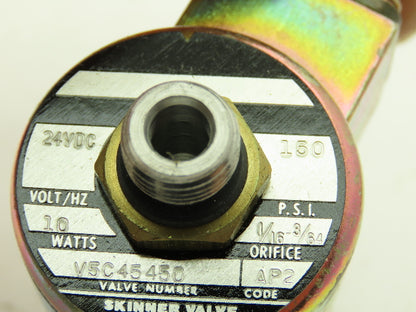 Honeywell Skinner V5C45450 Solenoid Valve 3-Way NO 24VDC 150 PSI 1/8" NPT