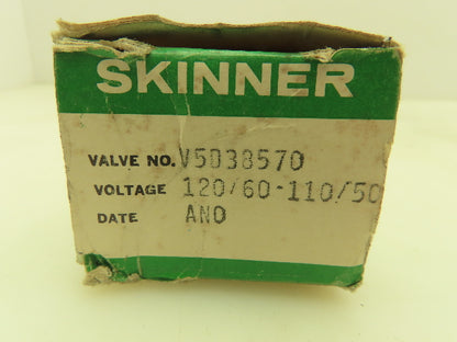 Honeywell Skinner V5D38570 Solenoid Valve 3-Way NC 120V 75 PSI 1/4" NPT
