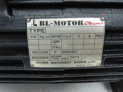 Okuma BL-80E-20T BL-Motor 1.5 Kw 2000 Rpm 157 Volt w/ Encoder, Okuma LB15