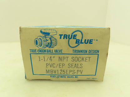 Plast-o-matic MBV125EPS True Blue 1-1/4" NPT Socket True Union Ball Valve EPDM