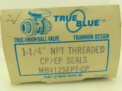 Plastic-o-matic MBV125EPT-CP True Blue 1-1/4" NPT Threaded Union Ball Valve EPDM