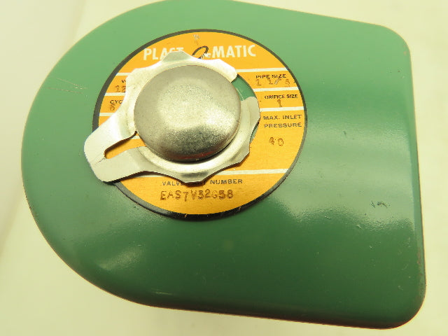 Plast-o-matic EAS7V32G58 Solenoid Valve 2-Way NC 120V 40 PSI 1-1/4" NPT