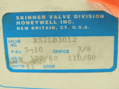Honeywell Skinner X52LB3012 Solenoid Valve 2-Way NC 120V 5-10 PSI 3/8" NPT