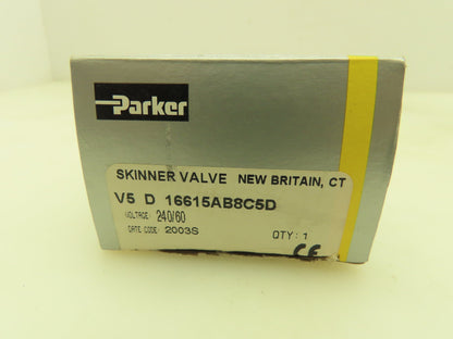 Parker Skinner V5D16615 Solenoid Valve 3-Way NC On/Off 240V 100 PSI 1/8"NPT
