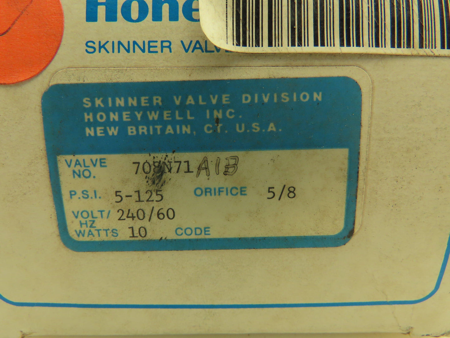 Honeywell Skinner 708N71A1BN Solenoid Valve 2-Way NO 240V 5-125 PSI 3/8" NPT