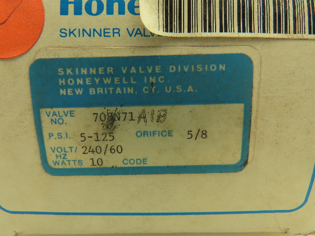 Honeywell Skinner 708N71A1BN Solenoid Valve 2-Way NO 240V 5-125 PSI 3/8" NPT