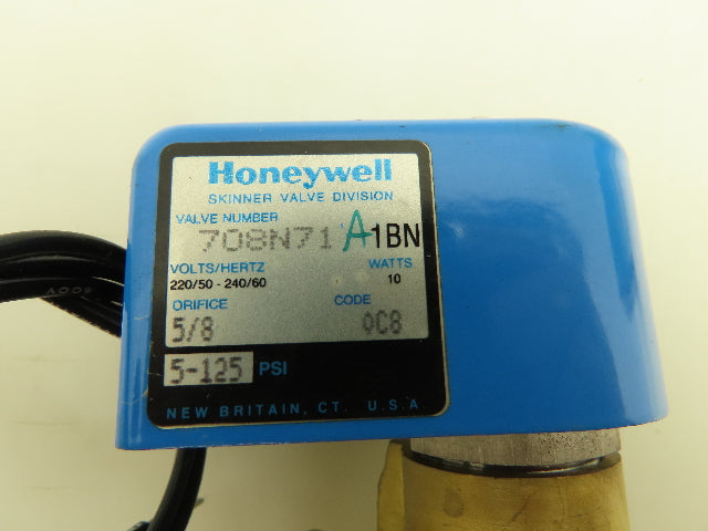 Honeywell Skinner 708N71A1BN Solenoid Valve 2-Way NO 240V 5-125 PSI 3/8" NPT
