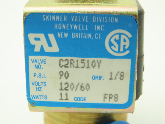 Honeywell Skinner C2R1510 Solenoid Valve 2-Way NC 120V 90 PSI 1/4" NPT