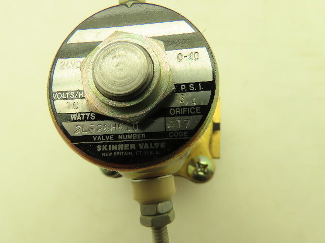 Skinner Lancer 2LB26H510 Brass Solenoid Valve 2-Way NC 24VDC 40 PSI 3/4" NPT