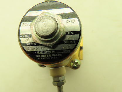 Skinner Lancer 2LB26H510 Brass Solenoid Valve 2-Way NC 24VDC 40 PSI 3/4" NPT