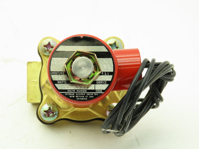 Skinner LE2HB3052 Brass Solenoid Valve 2-Way NC 120V 50 PSI 3/8" NPT
