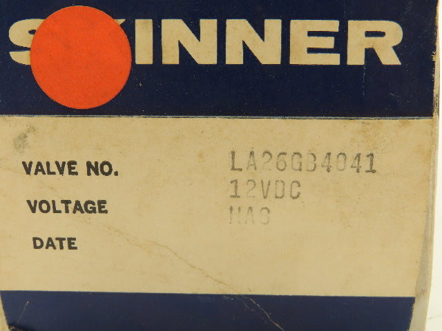Skinner LA26GB4041 Brass Solenoid Valve 2-Way NC 12VDC 40 PSI 1/2" NPT