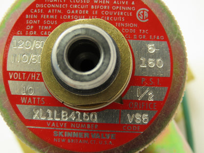 Skinner XL1LB4150 Brass Solenoid Valve 3-Way NO 120V 5-150 PSI 1/2" NPT