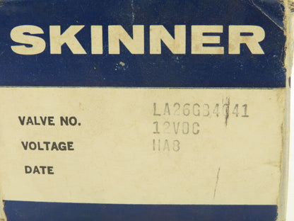 Skinner LA26GB4041 Brass Solenoid Valve 2-Way NC 12VDC 40 PSI 1/2" NPT