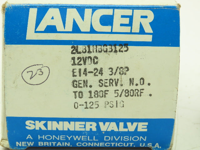 Skinner Lancer 2LB1HBG3125 Solenoid Valve 2-Way NO 12VDC 125 PSI 3/8" NPT