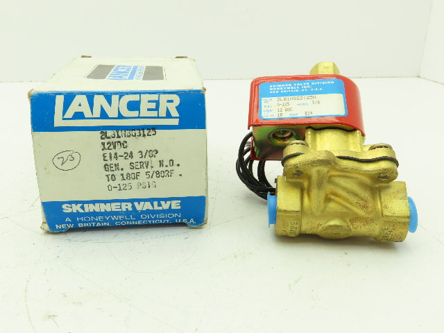 Skinner Lancer 2LB1HBG3125 Solenoid Valve 2-Way NO 12VDC 125 PSI 3/8" NPT