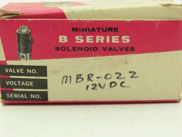 Honeywell Skinner MBR-022 Miniature Solenoid Valve 3-Way 12VDC 150 PSI B Series