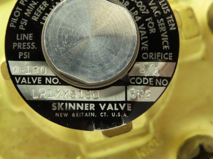 Skinner LR1XX5180 Pneumatic Air Remote Pilot Operated Brass Valve 3/4"NPT 180PSI