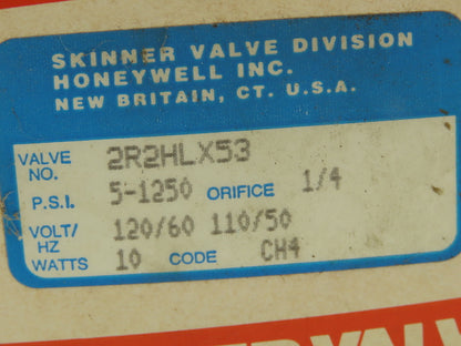 Skinner Lancer 2R2HLX53 Solenoid Valve 2-Way NC 120V 5-1250 PSI 1/4" NPT