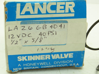 Skinner Lancer LAZ6GB4041 Solenoid Valve 2-Way NC 12VDC 40 PSI 1/2" NPT