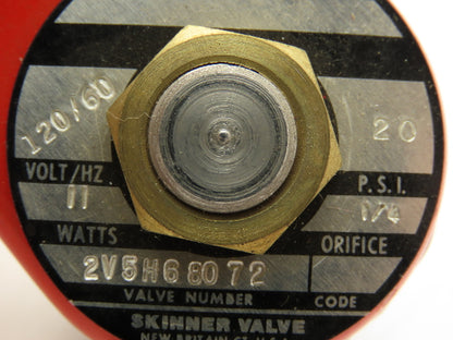 Skinner Lancer 2V5H68072 Solenoid Valve 2-Way NC 120V 20 PSI 1/4" NPT