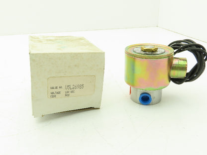 Skinner Cardox V5L26985 Solenoid Valve 3-Way 120 VDC 850 PSI 1/4" NPT NO