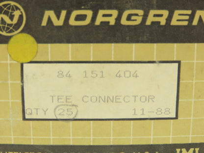 Norgren 84 151 404 Brass 1/4" OD Tee Hose Push to Connect 1/4x1/4x1/4" Lot of 25