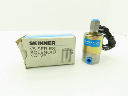 Honeywell Skinner V5L56030 Solenoid Valve 3-Way NO 120VDC 75 PSI 1/4" 1/8" NPT