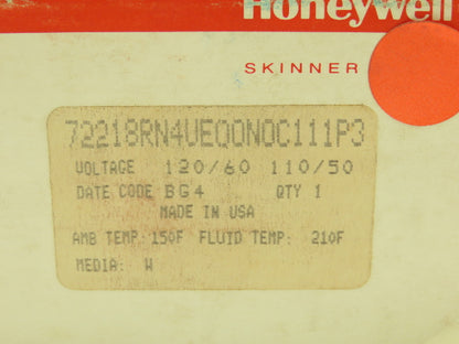 Honeywell Skinner 72218RN4UE00N0C111P3 Solenoid Valve 2-Way 120V 100PSI 1/2" NPT