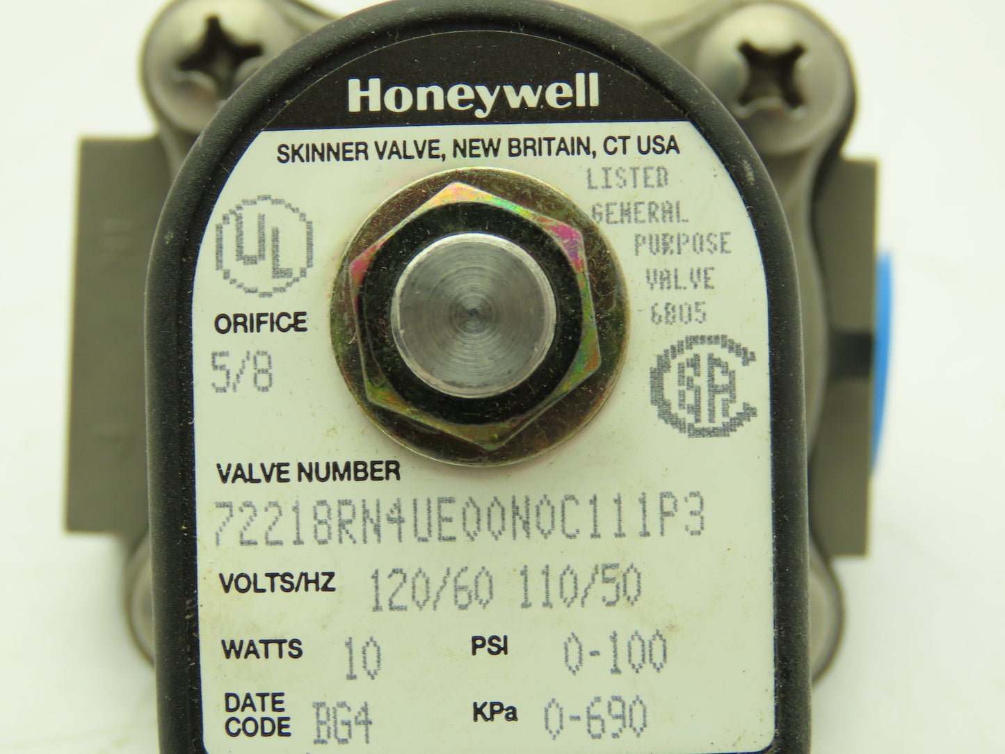 Honeywell Skinner 72218RN4UE00N0C111P3 Solenoid Valve 2-Way 120V 100PSI 1/2" NPT