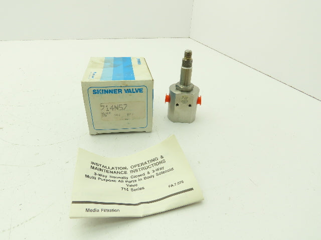 Honeywell Skinner 714N57 Solenoid Valve 3-Way NC 30 PSI 1/8" NPT Stainless Steel