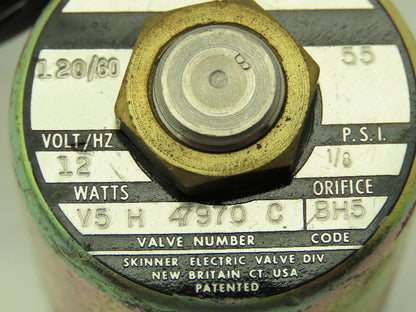 Honeywell Skinner V5H47970 Solenoid Valve 2-Way NC 120V 55 PSI 1/4" NPT