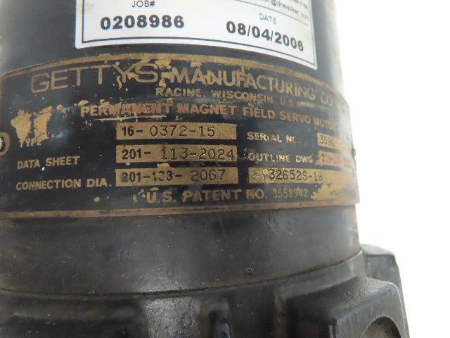 Getts Manufacturing 16-0372-15 Permanent Magnetic Field Servo Motor